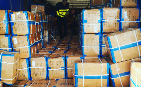 Доблестные Китайские таможенные инспекторы осущест...